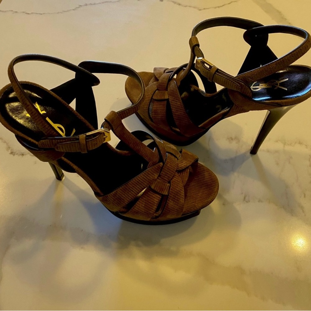Yves Saint Laurent Tribute T-strap Platform Sandals